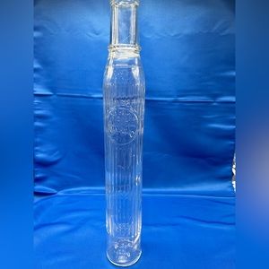 Vintage 18 inch Tiolene Motor Oil Clear Glass Bottle One Quart Rare (1)